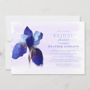 Invitation Mariage d'aquarelle botanique à fleur bleu chic Ir