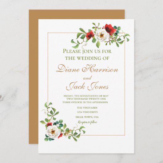 Invitation Mariage d'aquarelle botanique d'automne (Devant / Derrière)