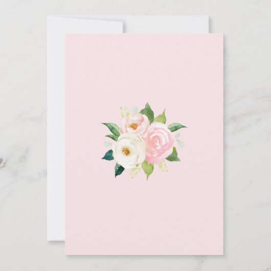Invitation Mariage d'aquarelle botanique de rose pâle (Dos)