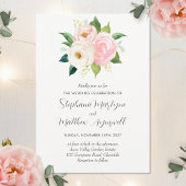 Invitation Mariage d'aquarelle botanique de rose pâle