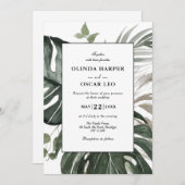 Invitation Mariage d'aquarelle botanique de verdure rustique (Devant / Derrière)