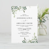 Invitation Mariage d'aquarelle botanique noir blanc (Debout devant)