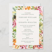 Invitation Mariage d'aquarelle botanique rustique de Bourgogn (Devant)