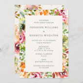 Invitation Mariage d'aquarelle botanique rustique de Bourgogn (Devant / Derrière)