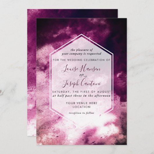 Invitation Mariage d'aquarelle Bourgogne (Devant / Derrière)