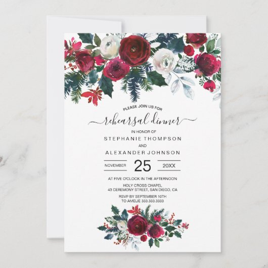 Invitation Mariage d'aquarelle Bourgogne (Devant)