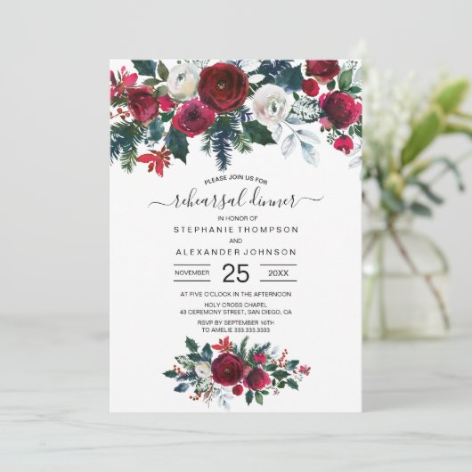 Invitation Mariage d'aquarelle Bourgogne (Debout devant)