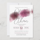 Invitation Mariage d'aquarelle Bourgogne - Élégant script (Devant)