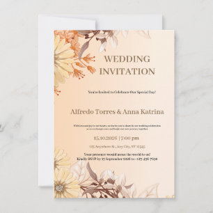 Invitation Mariage d'aquarelle Brown et orange