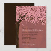 Invitation Mariage d'aquarelle Cherry Blossom / Sakura (Dusk) (Devant / Derrière)