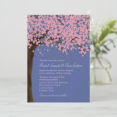 Invitation Mariage d'aquarelle Cherry Blossom / Sakura (Nuit) (Debout devant)