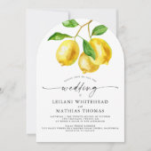 Invitation Mariage d'aquarelle Citrus citron (Devant)