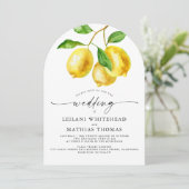 Invitation Mariage d'aquarelle Citrus citron (Debout devant)