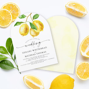 Invitation Mariage d'aquarelle Citrus citron