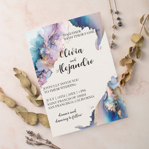 Invitation Mariage d'aquarelle cosmique