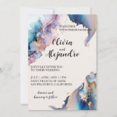 Invitation Mariage d'aquarelle cosmique (Devant)