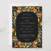 Invitation Mariage d'aquarelle couleur noire (Devant)