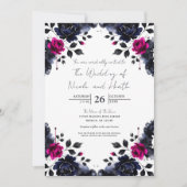 Invitation Mariage d'aquarelle couleur rose et bleu épais (Devant)