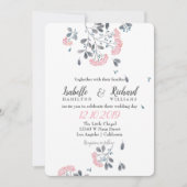 Invitation Mariage d'aquarelle couleur rose gris chic de prin (Devant)
