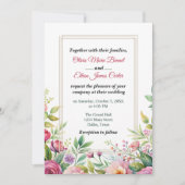 Invitation Mariage d'aquarelle couleur rose rose-bleu (Devant)