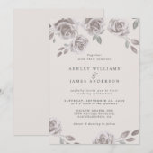 Invitation Mariage d'aquarelle couleur rose rose pâle romanti (Devant / Derrière)