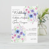 Invitation Mariage d'aquarelle couleur rose violet (Debout devant)
