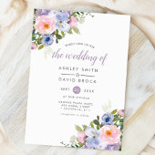 Invitation Mariage d'aquarelle couleur rose violet