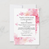 Invitation Mariage d'aquarelle couleur rouge et rose (Devant)