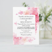 Invitation Mariage d'aquarelle couleur rouge et rose (Debout devant)