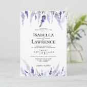 Invitation Mariage d'aquarelle couleur violet duvet (Debout devant)