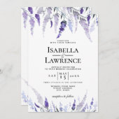 Invitation Mariage d'aquarelle couleur violet duvet (Devant / Derrière)