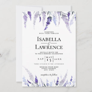 Invitation Mariage d'aquarelle couleur violet duvet