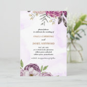 Invitation Mariage d'aquarelle couleur violet poussiéreux (Debout devant)