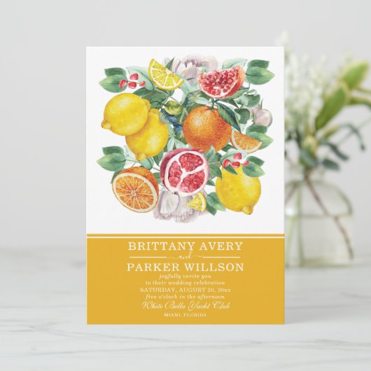 Invitation Mariage d'aquarelle d'agrumes botaniques (Debout devant)