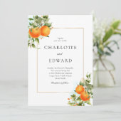 Invitation Mariage d'aquarelle d'agrumes orange (Debout devant)