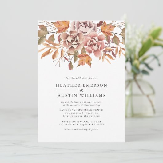 Invitation Mariage d'aquarelle d'automne (Debout devant)
