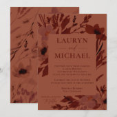 Invitation Mariage d'aquarelle d'automne de Sienne brûlée (Devant / Derrière)