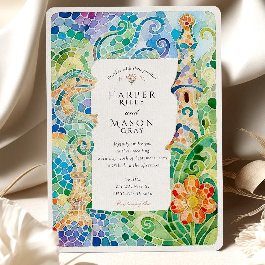 Invitation Mariage d'aquarelle de Barcelone Gaudí