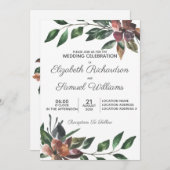 Invitation Mariage d'aquarelle de Bourgogne d'automne (Devant / Derrière)