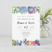 Invitation Mariage d'aquarelle de cactus succulent (Debout devant)