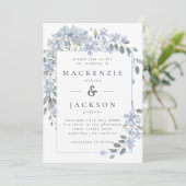 Invitation Mariage d'aquarelle de cadre Blue Hydrangeas (Debout devant)