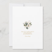 Invitation Mariage d'aquarelle de feuillage Floral Blanc & Or (Dos)