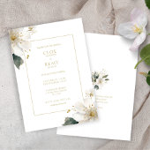 Invitation Mariage d'aquarelle de feuillage Floral Blanc & Or