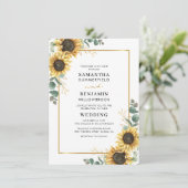 Invitation Mariage d'aquarelle de fleurs de tournesol Eucalyp (Debout devant)