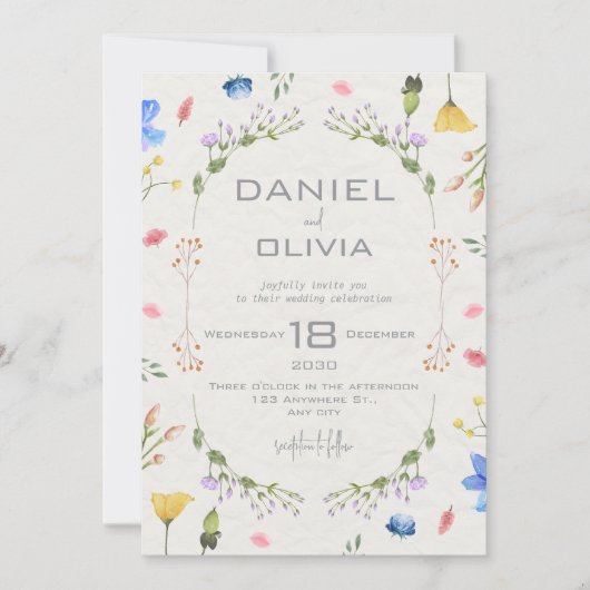 Invitation Mariage d'aquarelle de fleurs d'ivoire (Devant)