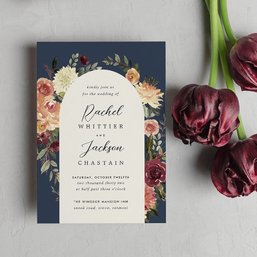 Invitation Mariage d'aquarelle de fleurs rustiques