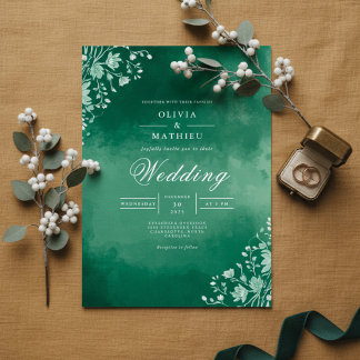 Invitation Mariage d'aquarelle de fleurs vertes