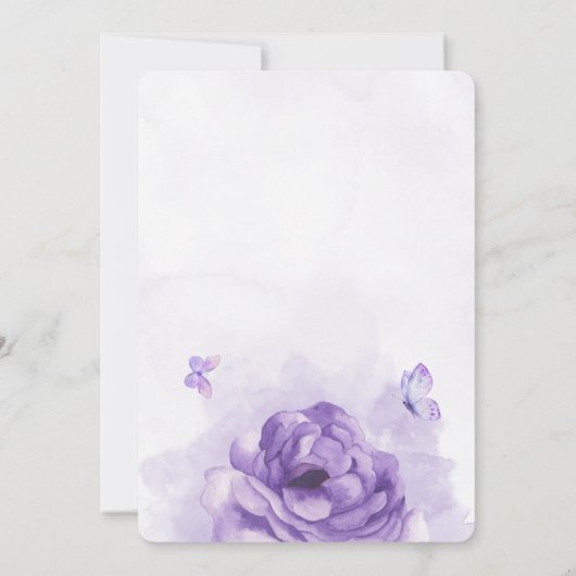 Invitation Mariage d'aquarelle de fleurs violettes (Dos)