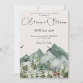 Invitation Mariage d'aquarelle de la forêt rustique verte (Devant)