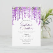 Invitation Mariage d'aquarelle de la glycine florale pourpre (Debout devant)